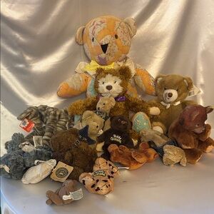 Boyds Bears Multi-Brown & Cream Plush Teddy Lot